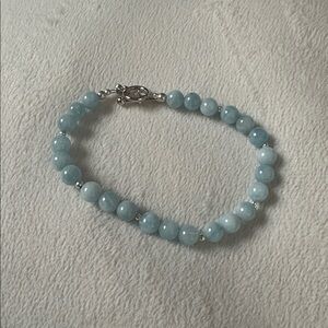 Handmade aquamarine Elegant Silver and Blue Beaded Bracelet